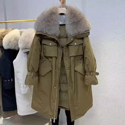 2025 Women's Down Jacket - Thick Parka with Big Fur Collar - Buy Center US