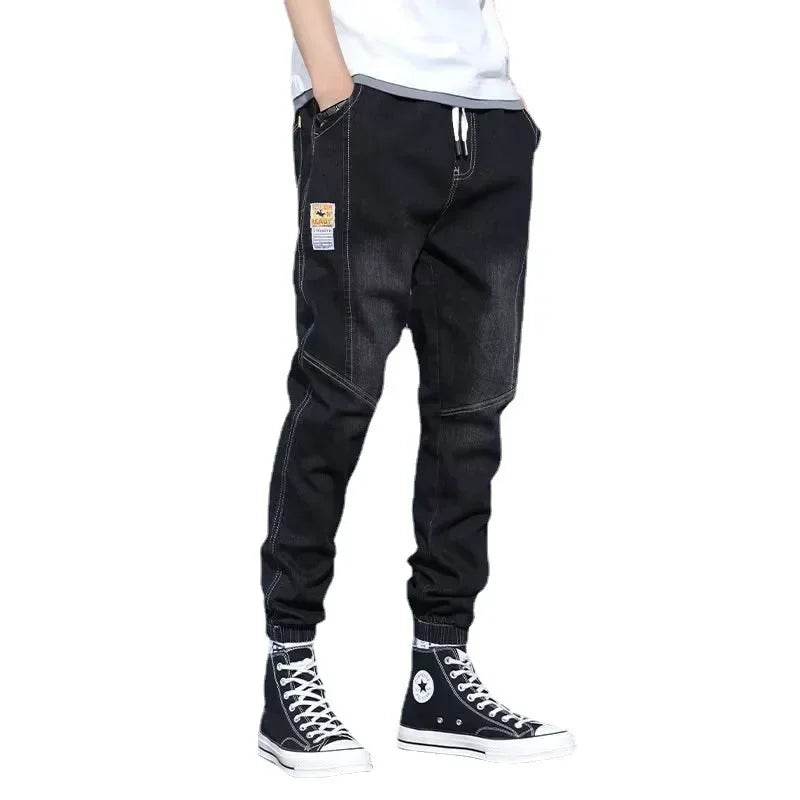 Men's Loose Casual Jeans - Trendy Harlan Splice Trousers for Autumn - Buy Center US