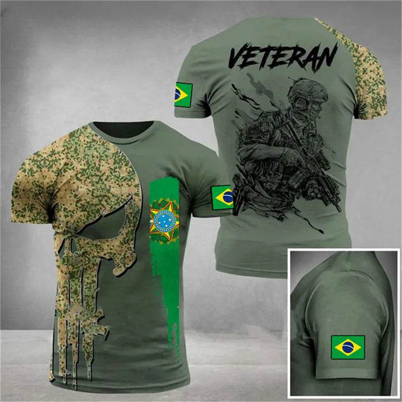 Brazil Flag 3D Print Men's T-Shirt - Casual Summer Oversized Tee - Buy Center US
