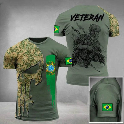 Brazil Flag 3D Print Men's T-Shirt - Casual Summer Oversized Tee - Buy Center US