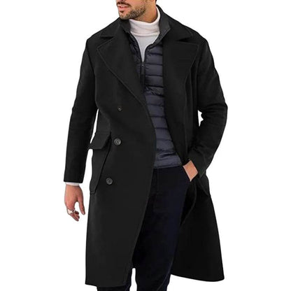 DOUYIFGGG Men's Long Woolen Overcoat - Casual Winter Fashion Jacket - Buy Center US