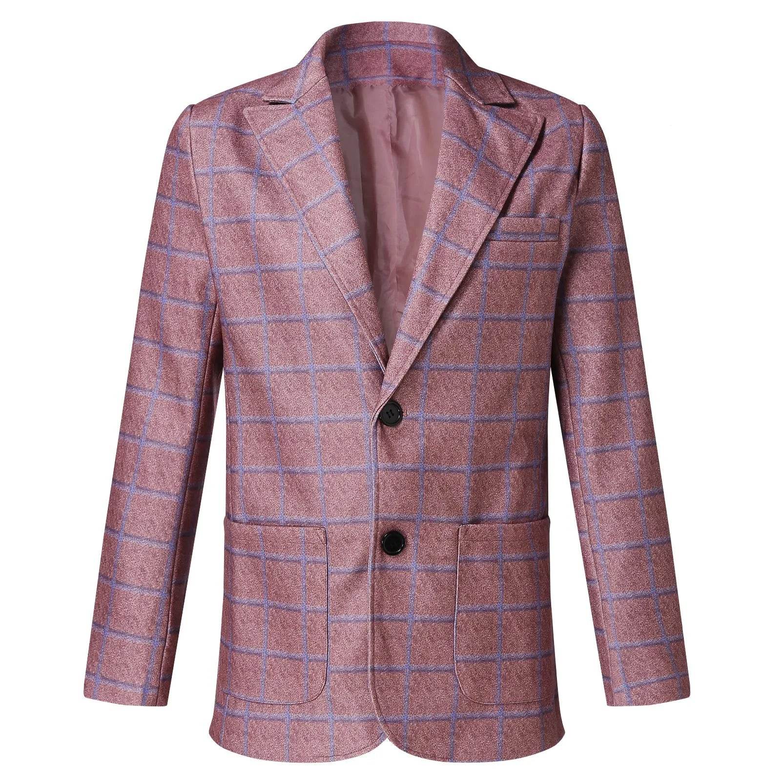 2024 New Men’s Plaid Blazer Jacket - Slim Fit, Long Sleeve Formal Coat - Buy Center US