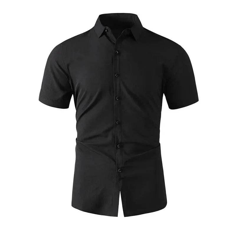 Men's Business Casual Short Sleeve Shirt - Solid Color, No Iron, Summer Ready - Buy Center US