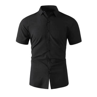 Men's Business Casual Short Sleeve Shirt - Solid Color, No Iron, Summer Ready - Buy Center US