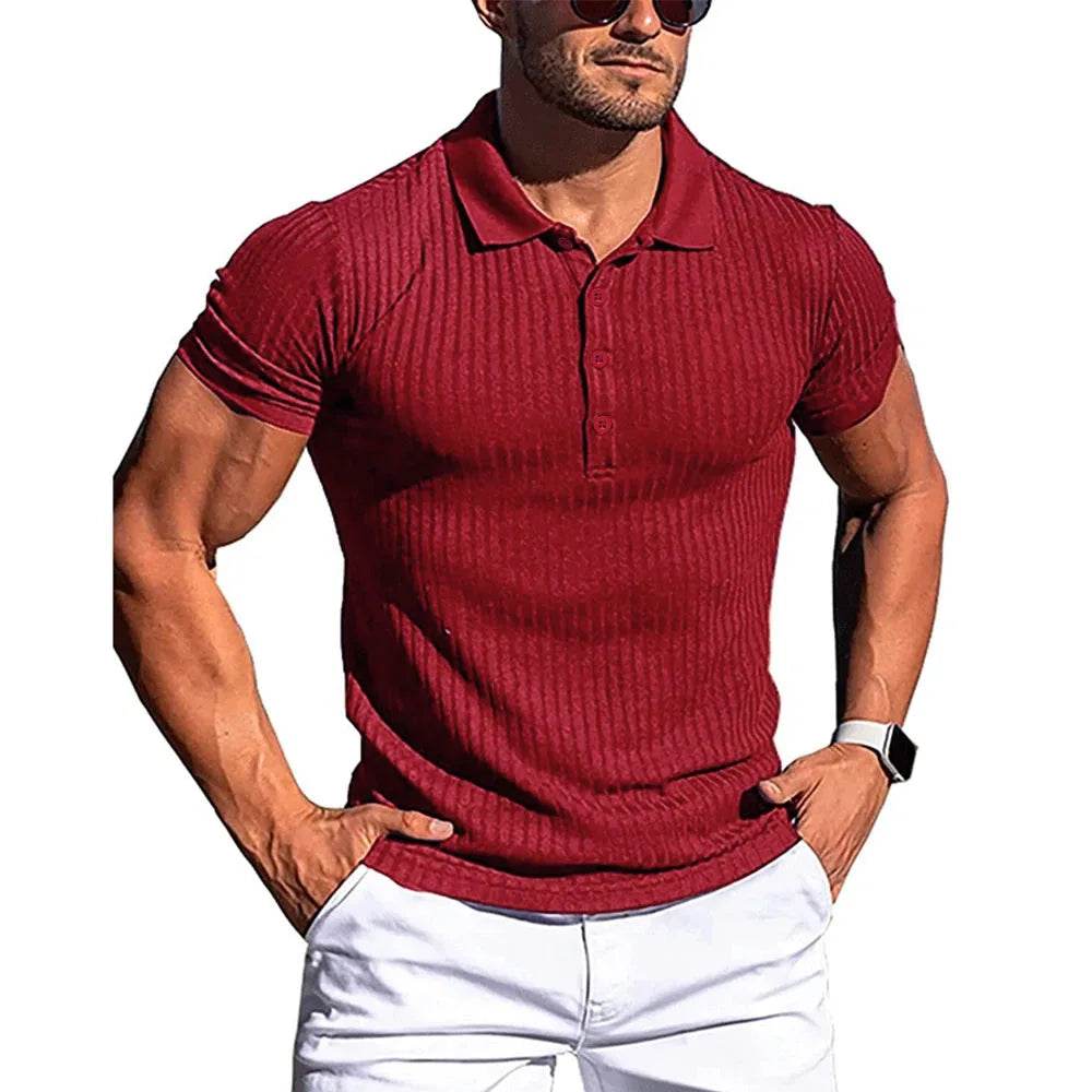 King Billion Men's Summer Polo Shirt - Solid Stripe, Short Sleeve Casual Wear - Buy Center US