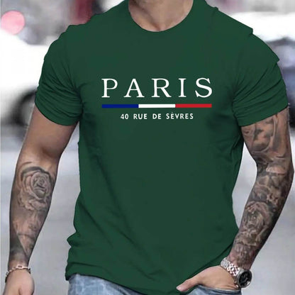 Paris Graphic T-Shirts for Men - Breathable Short Sleeve Casual Tees - Buy Center US