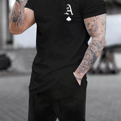 Men's Summer A-line Poker Pattern T-Shirt - Breathable Casual Cotton Tee - Buy Center US