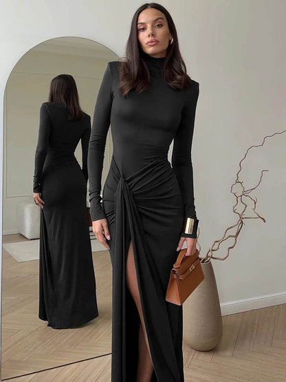 Mozision Turtleneck Maxi Dress - Sexy Thigh High Split Fashion - Buy Center US