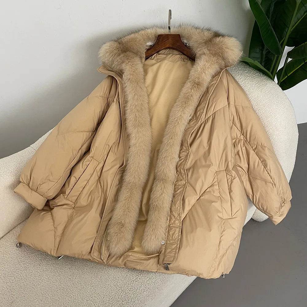 2024 Women's Goose Down Coat - Luxury Warm Fox Collar Jacket - Buy Center US