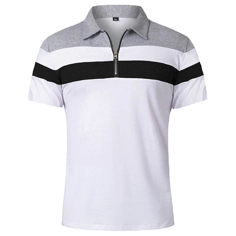 ReFire Gear Men's Casual Summer Polo - 1/4 Zip, Contrast Striped Style - Buy Center US