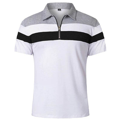 ReFire Gear Men's Casual Summer Polo - 1/4 Zip, Contrast Striped Style - Buy Center US