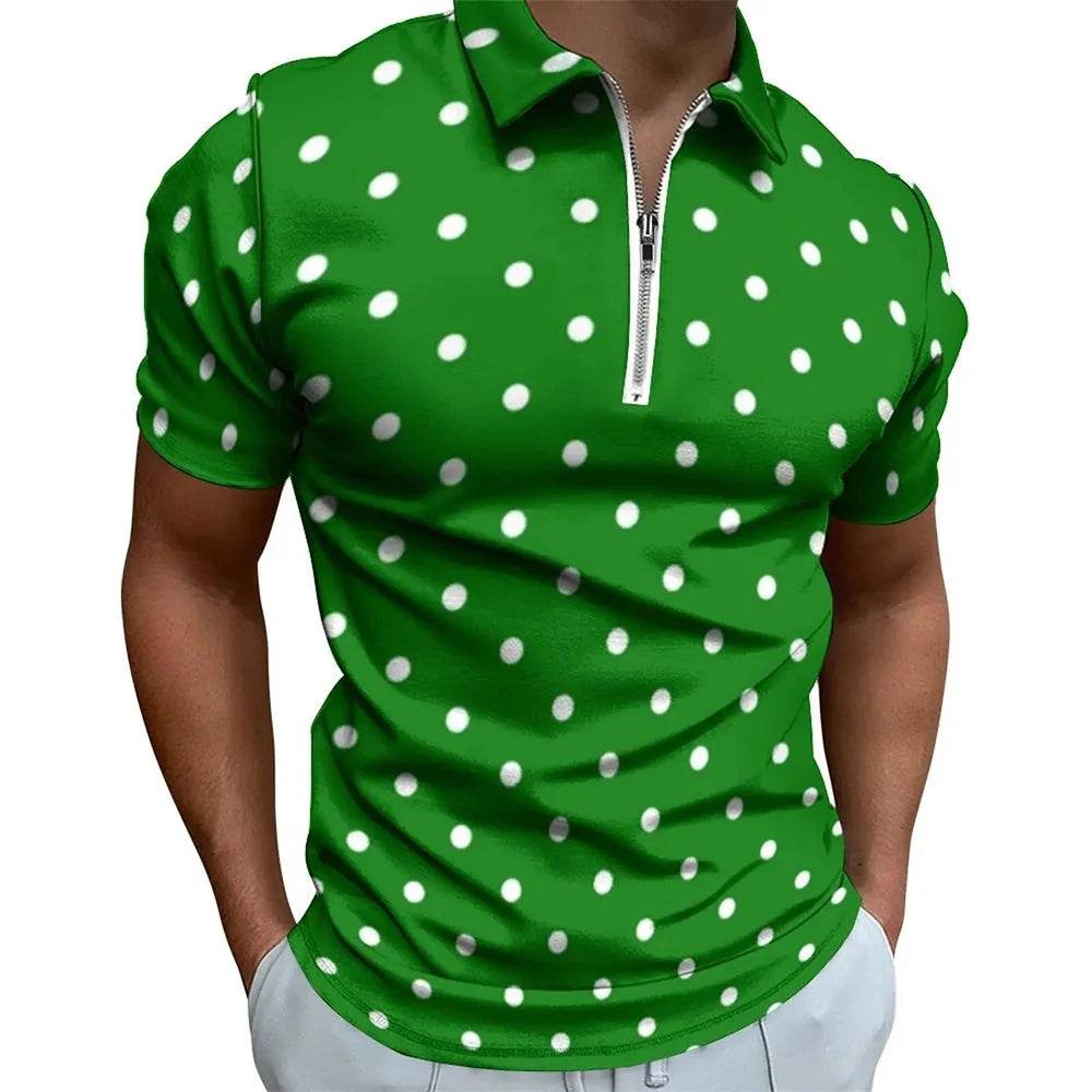 Vintage Black and White Striped Zipper Polo Shirt for Men - Summer Casual Style - Buy Center US