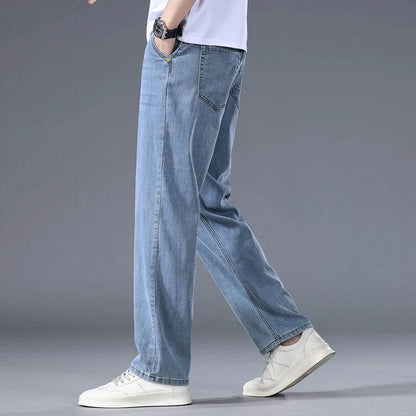 Men's Thin Straight Lyocell Jeans - Casual Comfortable Fashion Trousers - Buy Center US
