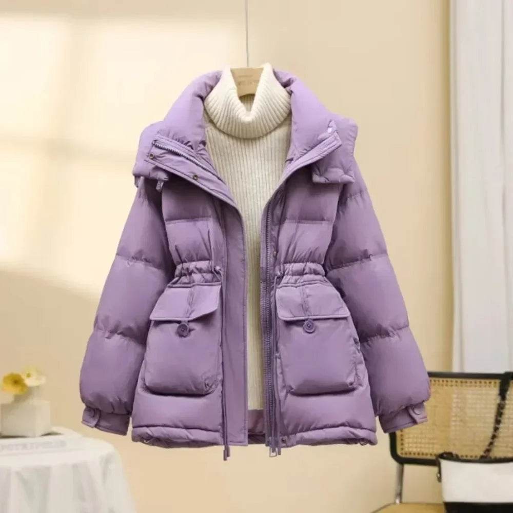 Women's Puffer Jacket - Warm Korean Style, White Duck Down Coat - Buy Center US
