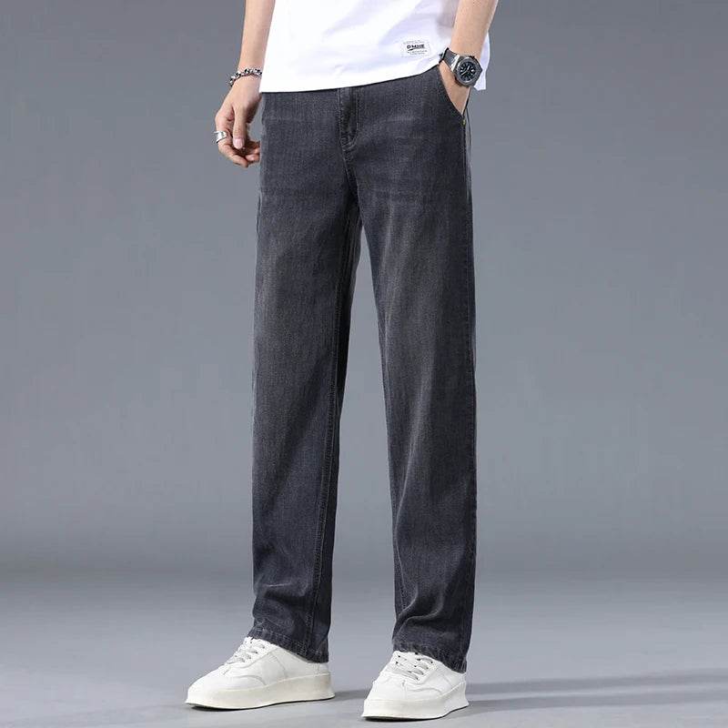 Men's Thin Straight Lyocell Jeans - Casual Comfortable Fashion Trousers - Buy Center US
