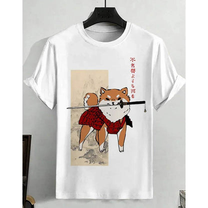 Ukiyo-e Sea Wave Cat T-Shirt - 3D Print Japanese Samurai Graphic Tee - Buy Center US