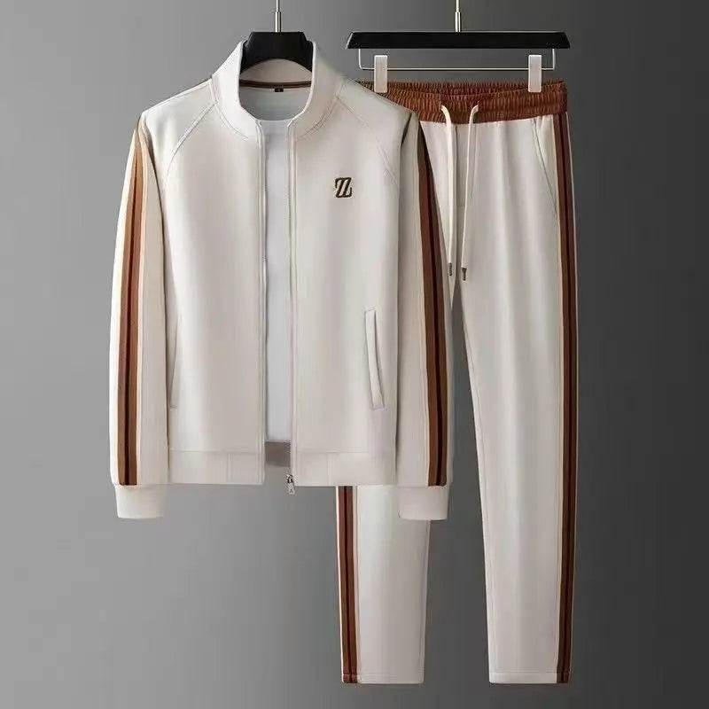 Men's Embroidered Sports Jacket & Pants Set - Casual Spring & Autumn Style - Buy Center US