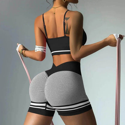 Women’s Outdoor Sports Set - V-Back Bra & Shorts for Gym Training - Buy Center US