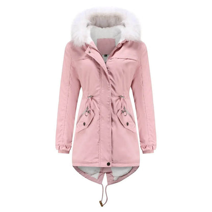 Kalenmos Women's Mid-Length Parka Coat - Hooded, Fur Collar, Casual - Buy Center US