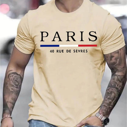 Paris Graphic T-Shirts for Men - Breathable Short Sleeve Casual Tees - Buy Center US