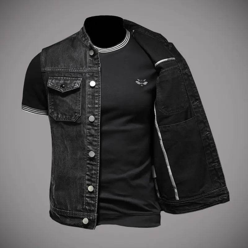 DUTRIEUX Men's Denim Motorcycle Vest - Retro Fashion for Casual Riding - Buy Center US