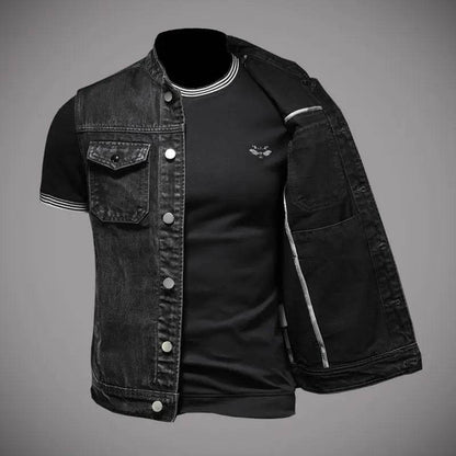 DUTRIEUX Men's Denim Motorcycle Vest - Retro Fashion for Casual Riding - Buy Center US