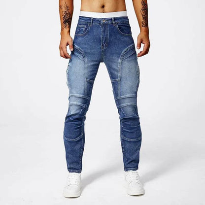 Trendy Two-Tone Distressed Jeans for Men - Slim Fit Summer Pants - Buy Center US