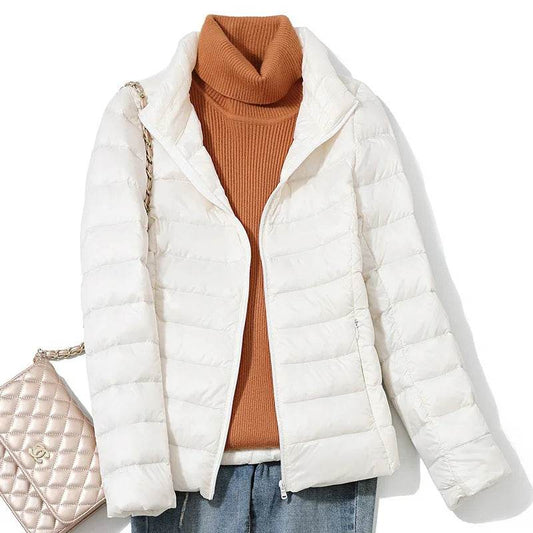 Women's Ultra Lightweight Puffer Jacket - Slim Fit White Duck Down - Buy Center US