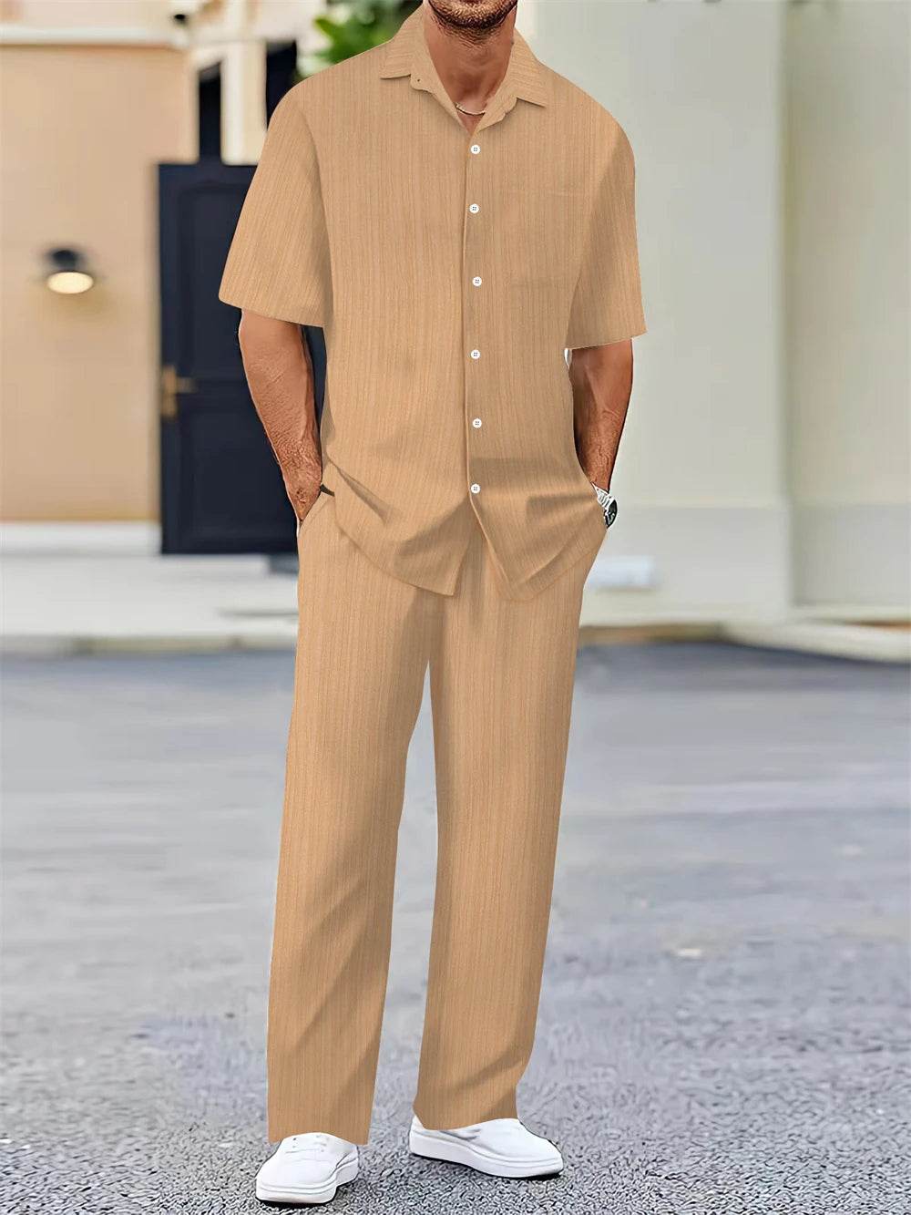 GYKMH Men’s Casual Summer Shirt & Pants Set - Classic Business Style - Buy Center US