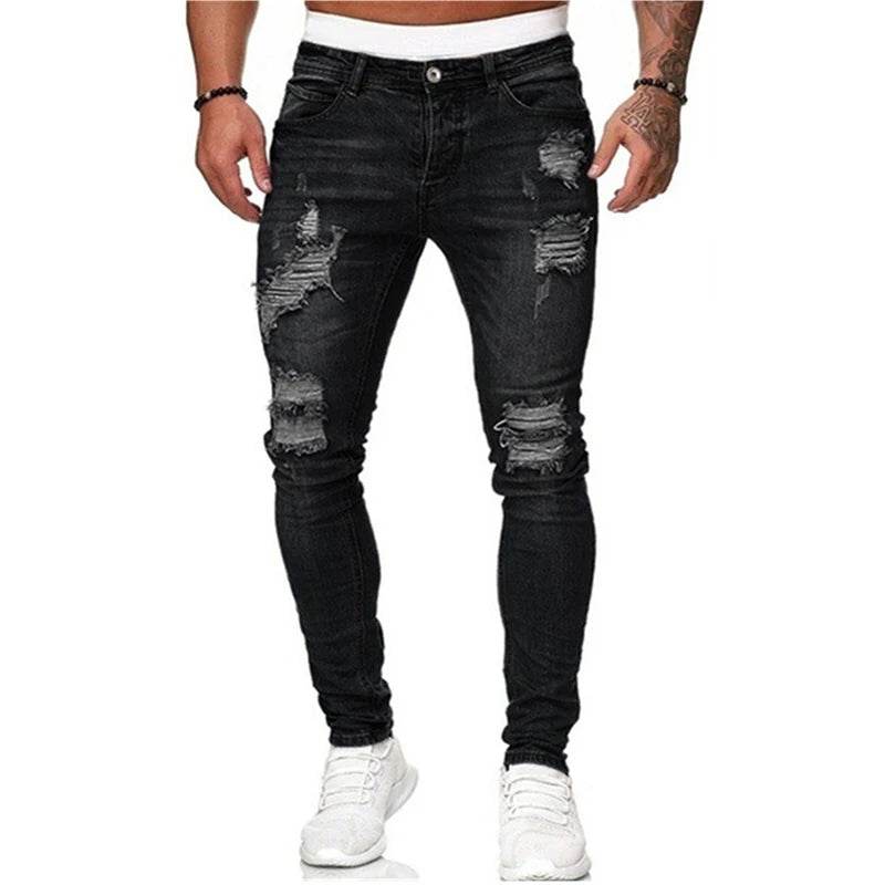 ZHANLINWU Men's Ripped Skinny Jeans - Vintage Wash Casual Denim - Buy Center US