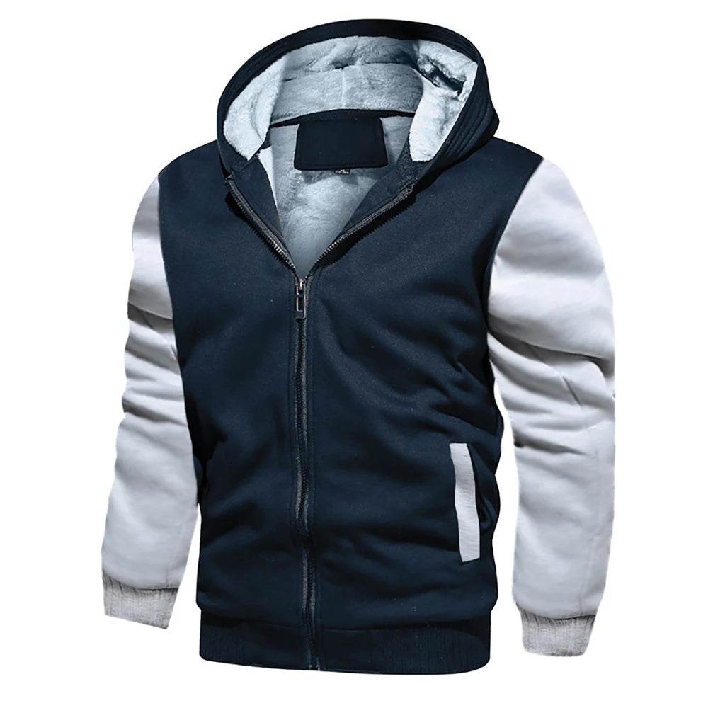 Men's Camouflage Fleece Jacket - Hooded, Thick Winter Coat for Casual Wear - Buy Center US