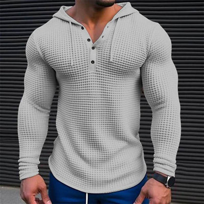 Men's Casual Long Sleeve Pullover Hoodie - Comfortable Solid Color Tops - Buy Center US