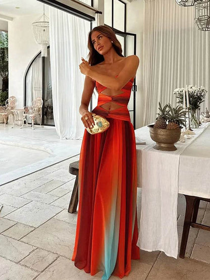 Beainmmry Sexy Hollow Maxi Dress - Off Shoulder Backless Chic Wear - Buy Center US