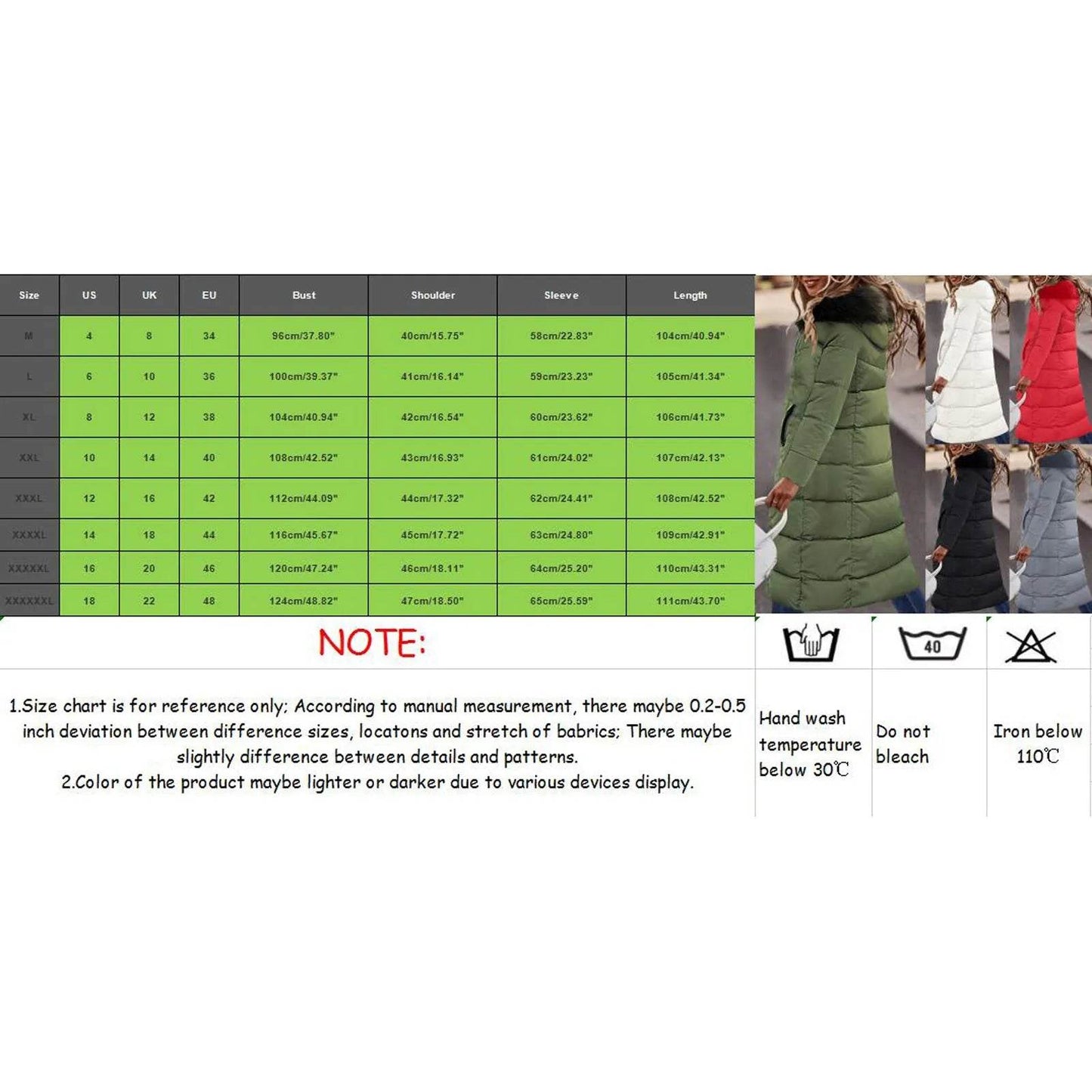 Women's Long Cotton Padded Coat - Slimming Winter Jacket with Pockets - Buy Center US