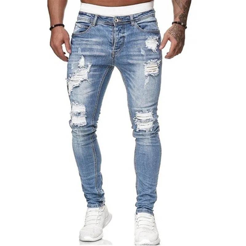 ZHANLINWU Men's Ripped Skinny Jeans - Vintage Wash Casual Denim - Buy Center US