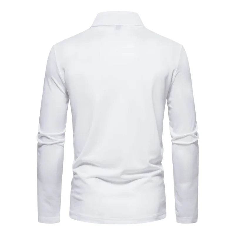 Autumn Solid Stripe Design Polo Shirt for Men - Long Sleeve Casual Wear - Buy Center US