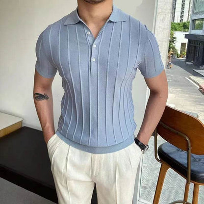 XFT Vintage Men’s Stripe Polo Shirt - Casual Summer Short Sleeve Fashion - Buy Center US