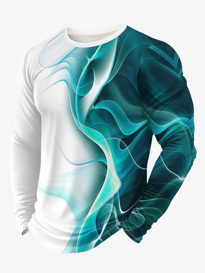 Men's Color Block 3D Print Long Sleeve T-Shirt - Casual Autumn Style - Buy Center US