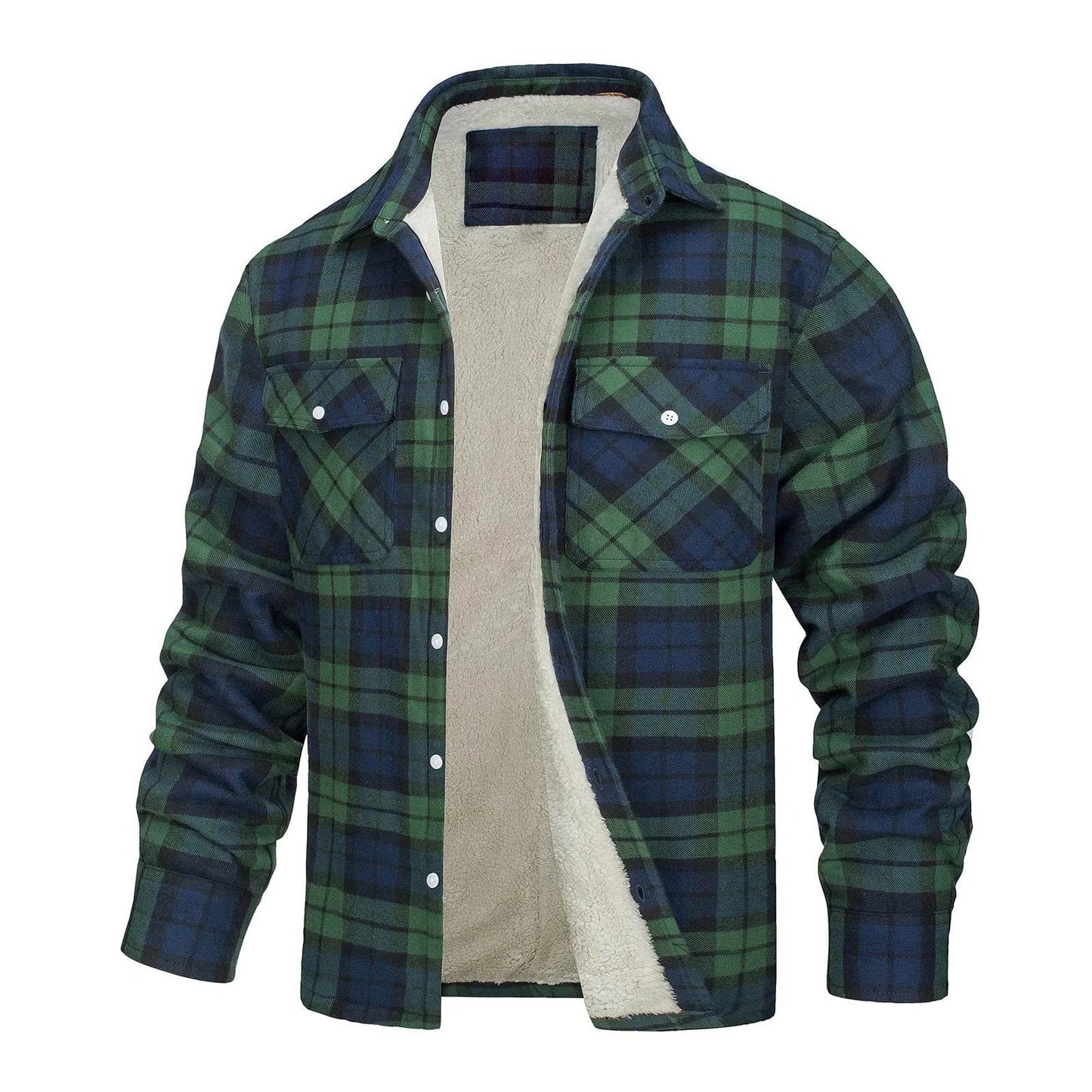 Men’s Casual Plaid Winter Jacket - Soft Plush Long Sleeve Outerwear - Buy Center US