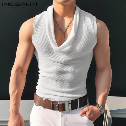INCERUN Men’s Solid Color Sleeveless Tank Tops - Summer Streetwear S-5XL - Buy Center US