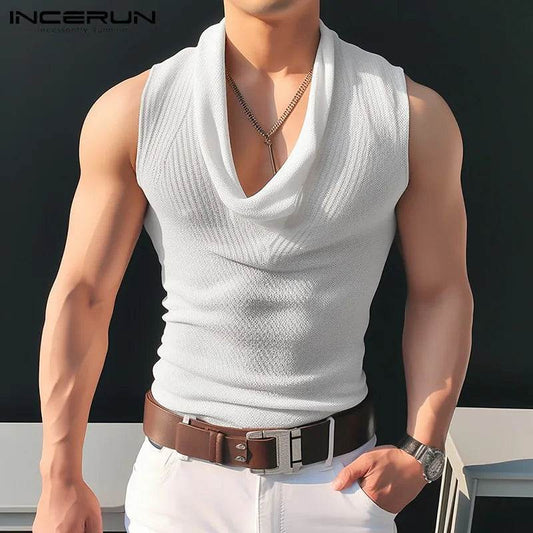 INCERUN Men’s Solid Color Sleeveless Tank Tops - Summer Streetwear S-5XL - Buy Center US