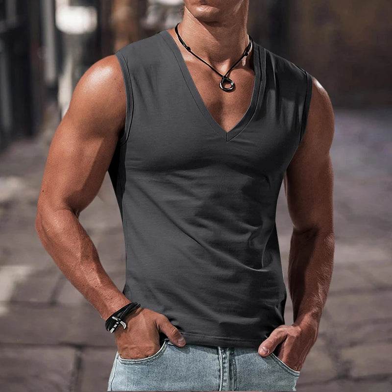 Men's Summer V-Neck Casual Tank Top - Breathable Sports Vest - Buy Center US