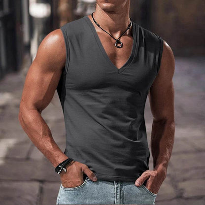 Men's Summer V-Neck Casual Tank Top - Breathable Sports Vest - Buy Center US