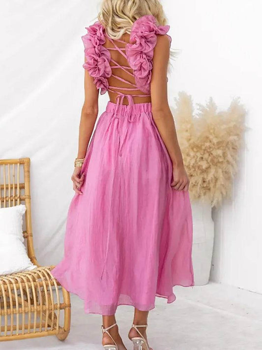 MAFIRRY Women’s V-Neck Hollow Out Maxi Dress - Elegant Summer Style - Buy Center US