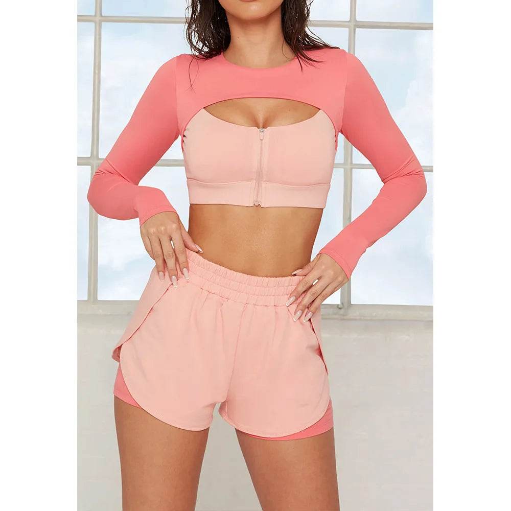 American Fashion Long-Sleeved Yoga Set - Color Collision Design - Buy Center US