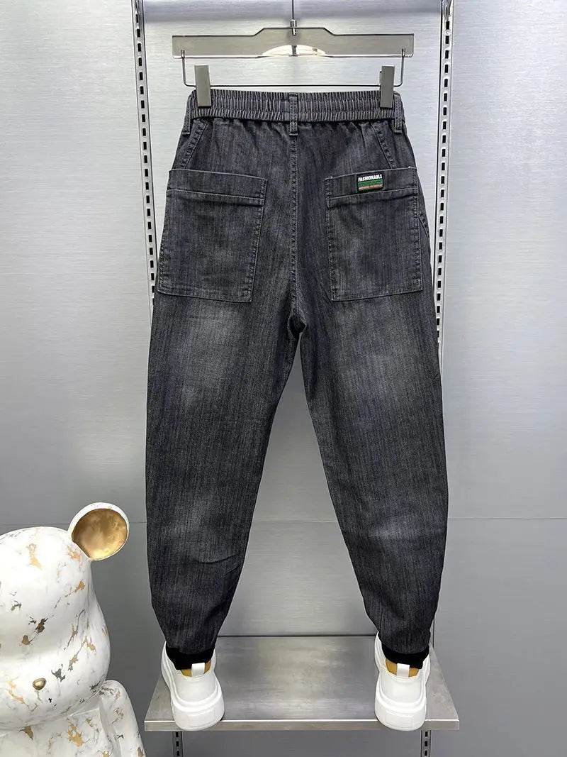 Trendy Men's Casual Jeans - Drawstring, Baggy Denim Trousers - Buy Center US