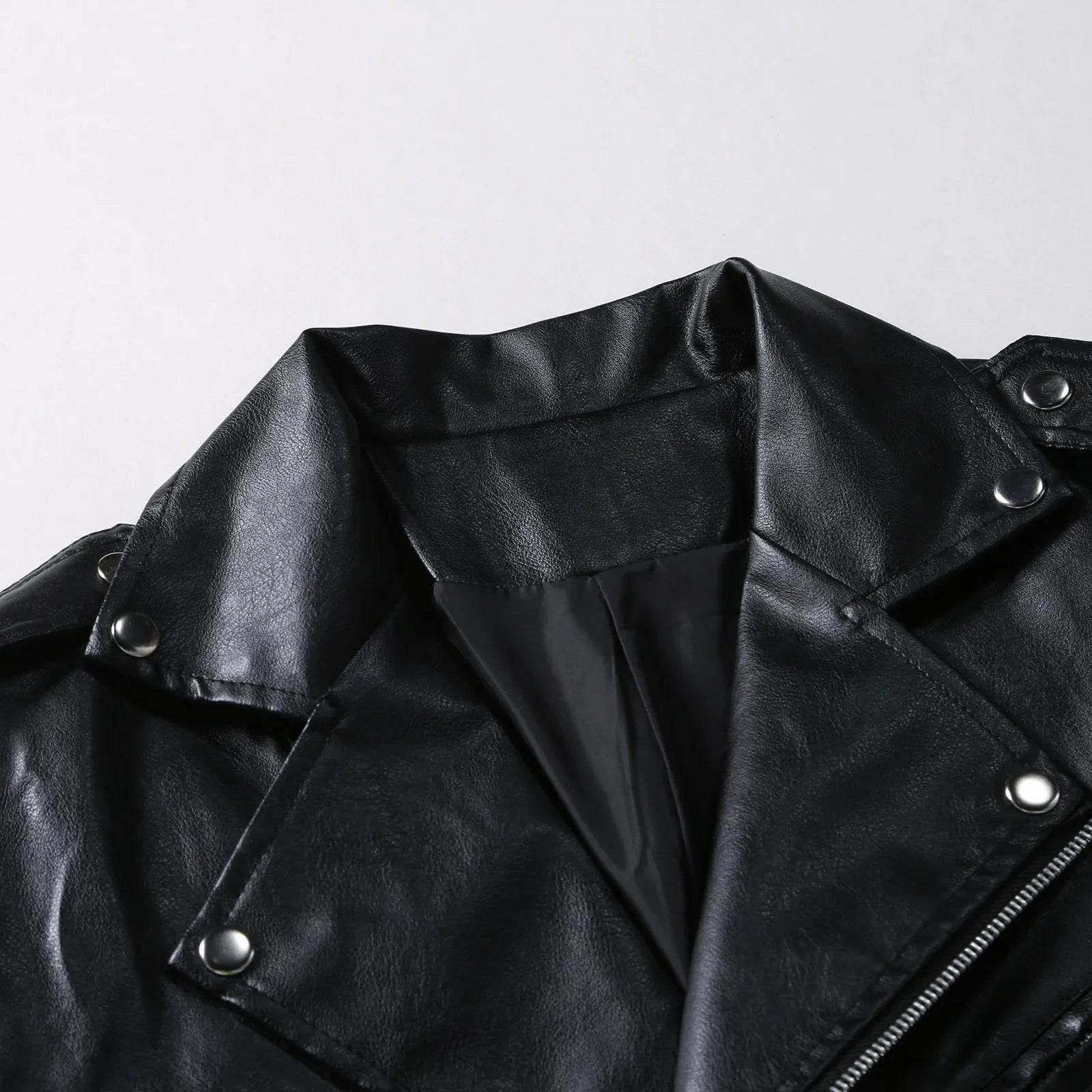 WHooHoo Mens' PU Leather Jacket - Stylish Slim-Fit Punk Motorcycle Coat - Buy Center US