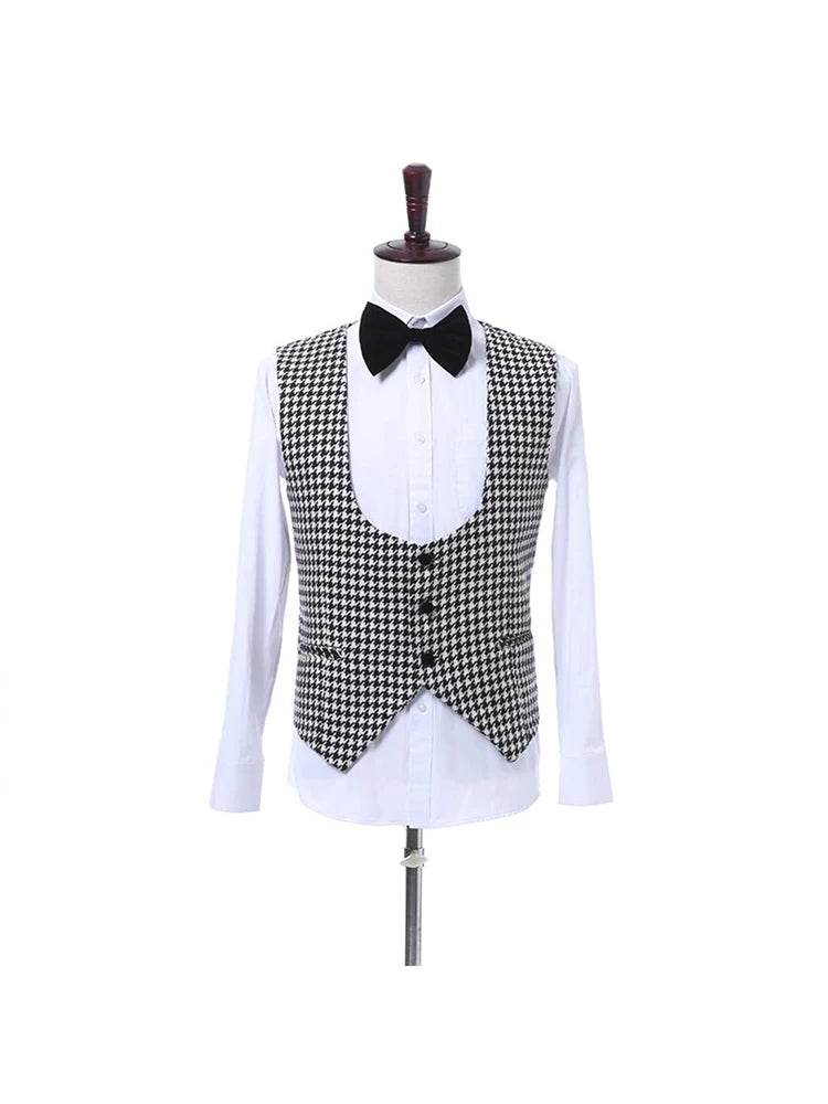 Yaflonjaa Men's Houndstooth Suit - One Button Shawl Lapel Jacket & Pants - Buy Center US