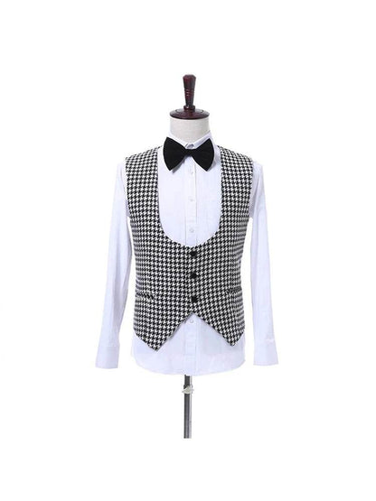 Yaflonjaa Men's Houndstooth Suit - One Button Shawl Lapel Jacket & Pants - Buy Center US