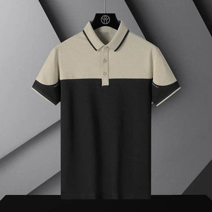 Korea Style 2023 Men's Polo Shirt - Breathable Patchwork Short Sleeve Tops - Buy Center US